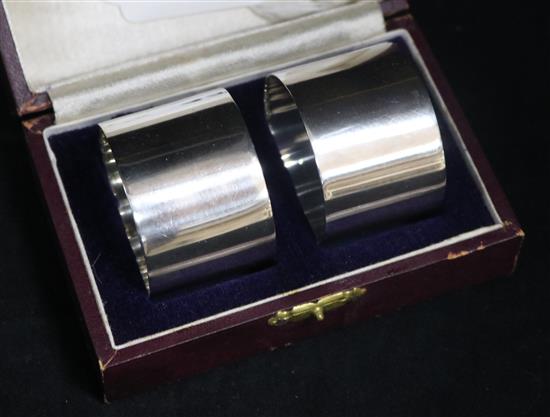 A pair of Indian colonial silver napkin rings by P.Orr & Sons, Madras & Rangoon,